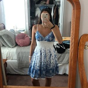 Blue and white sun dress